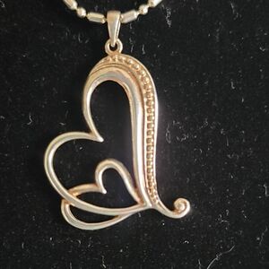 Sterling Silver Double Heart Pendant Necklace